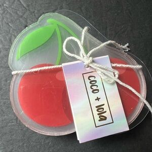NWT Coco & Lola Cherry Acrylic Coasters, Set of 4